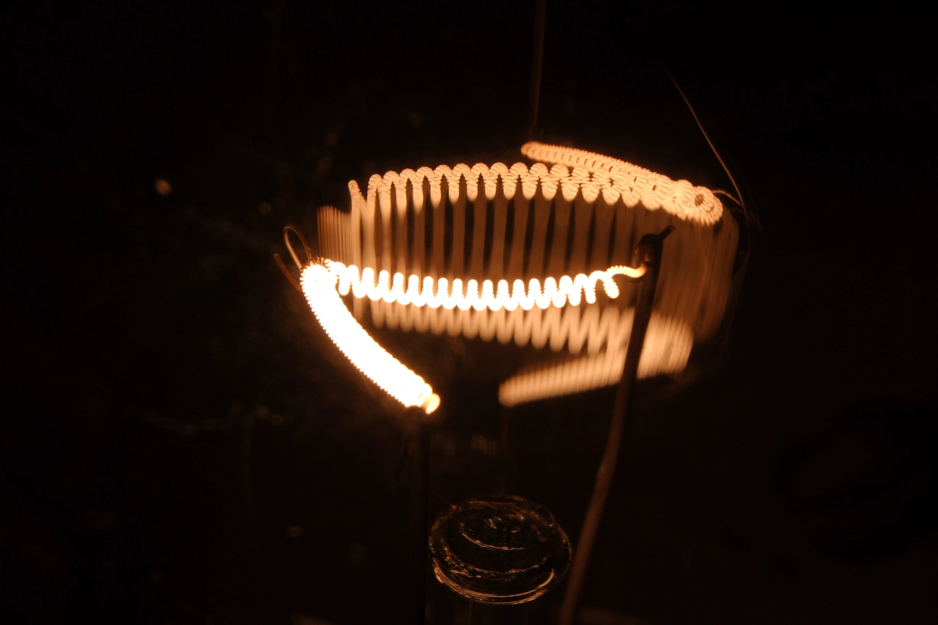 A photo of an glowing incandescent filament