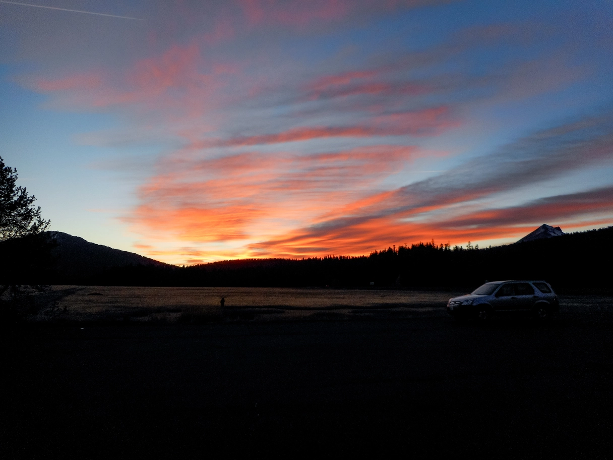 A photo of orange clouds during a sunset