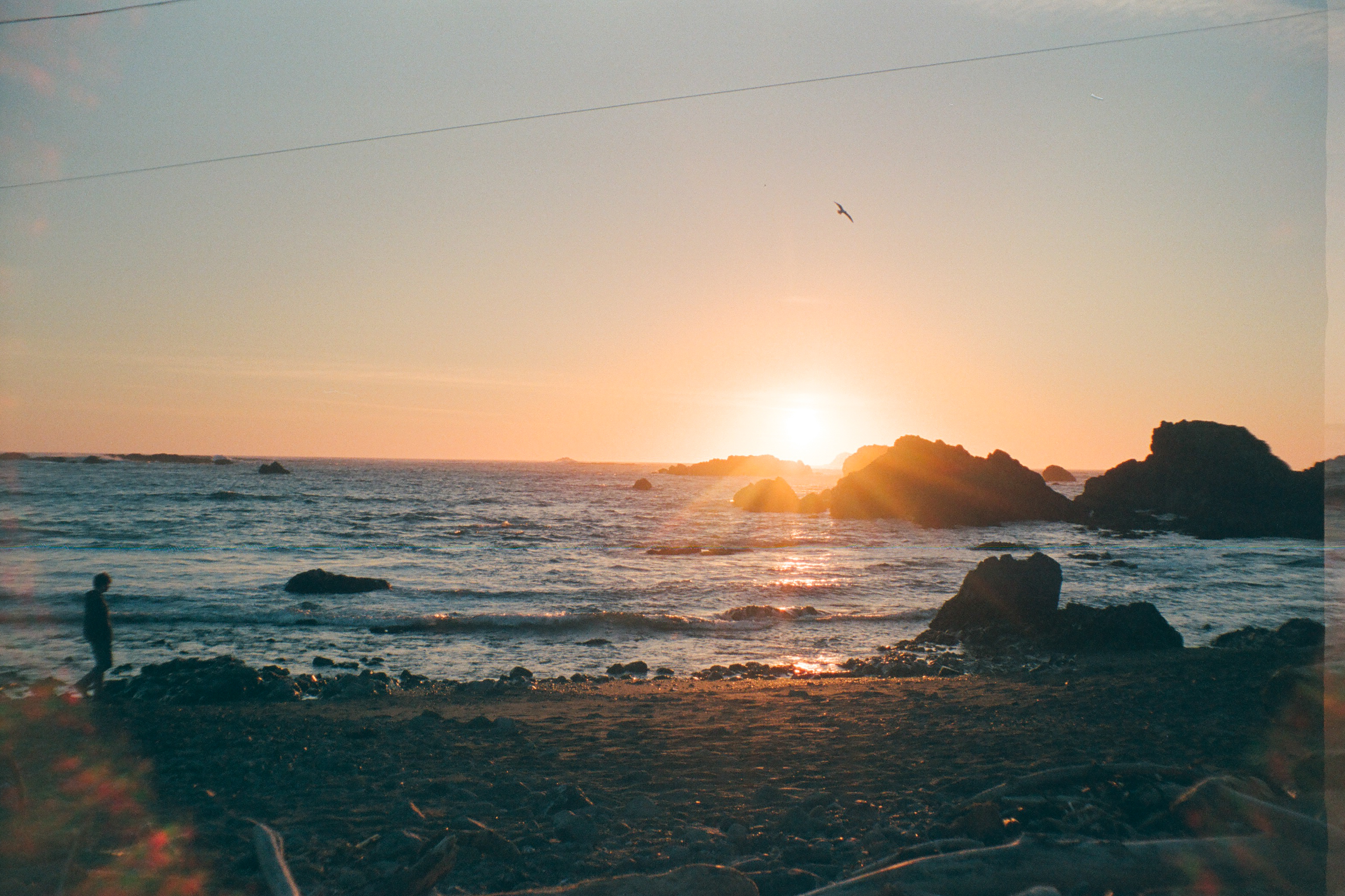A photo of the sunset on the beach