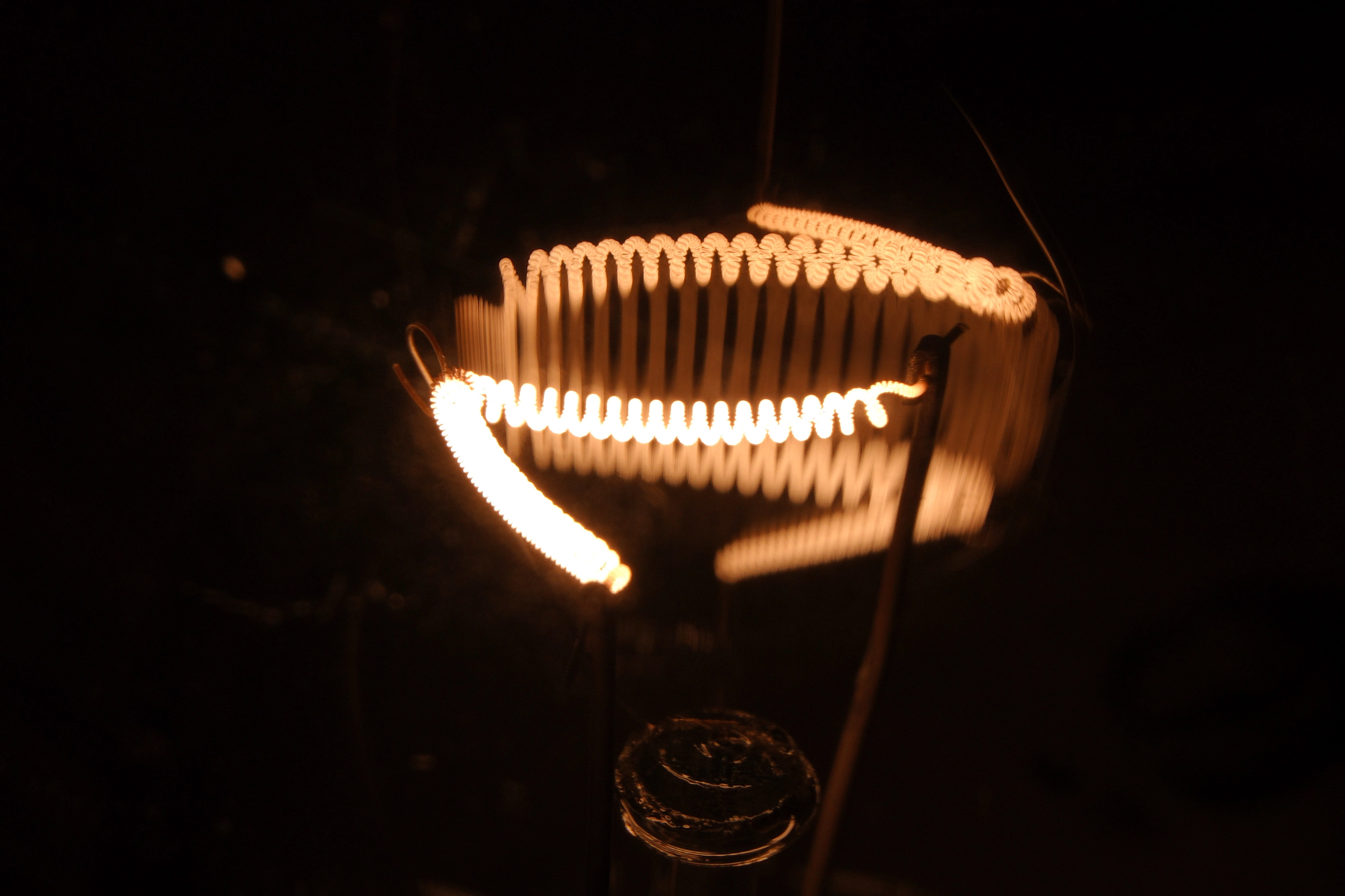 A photo of an glowing incandescent filament