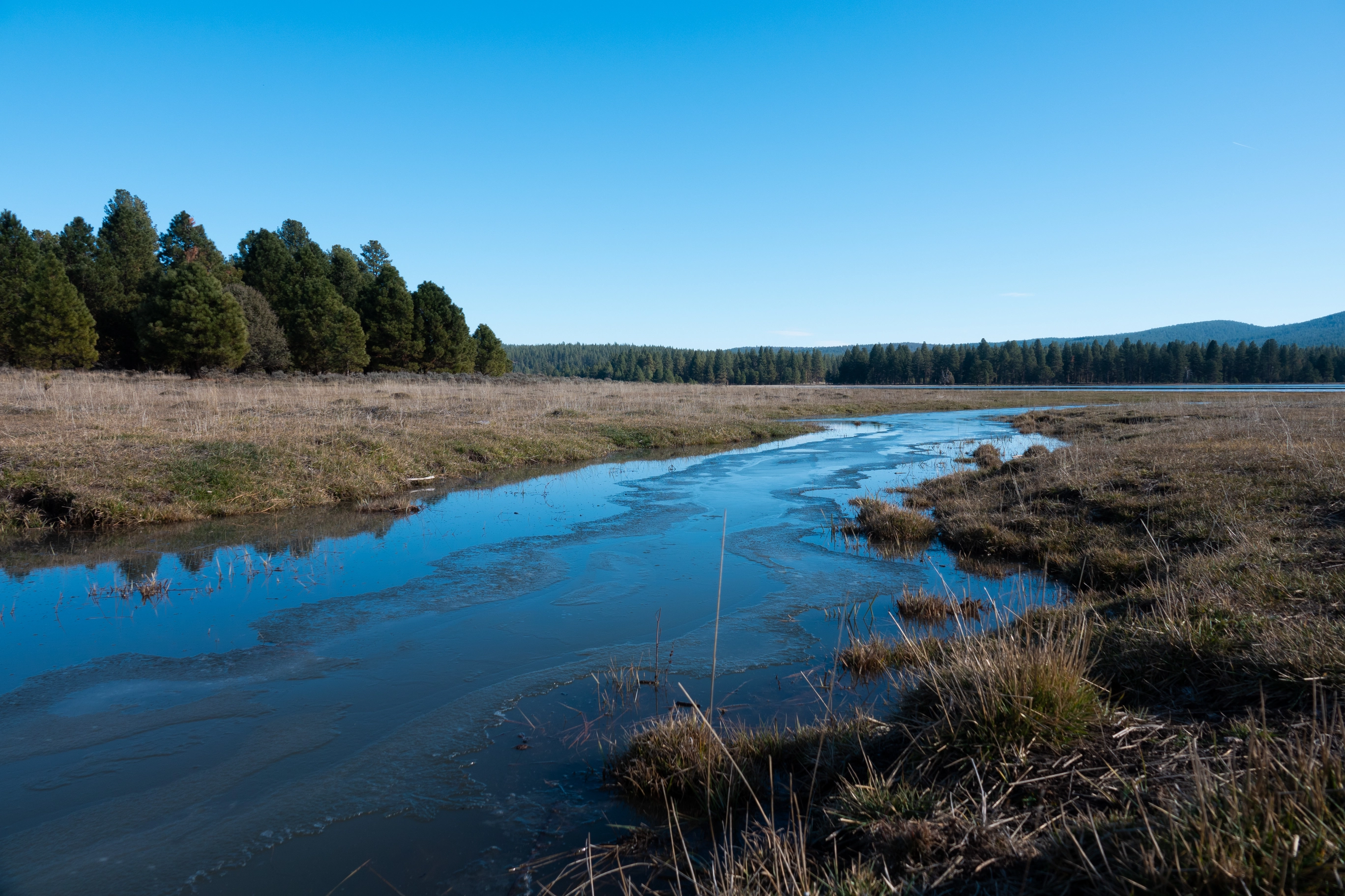 A photo of a semi-frozen river